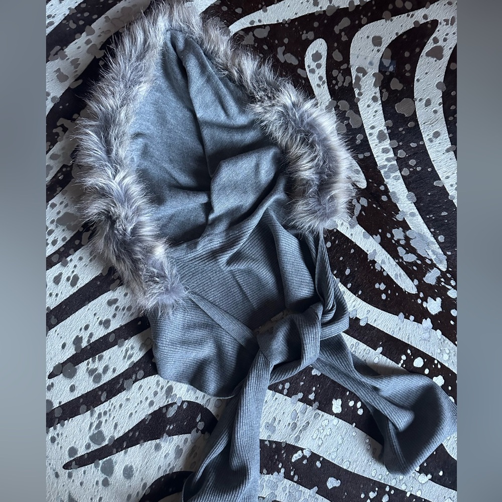 CABI fur hooded scarf